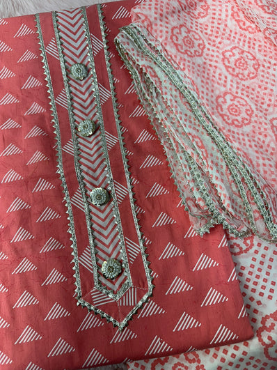 Unstitched Suit Material- 443 Pink