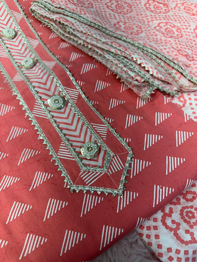 Unstitched Suit Material- 443 Pink