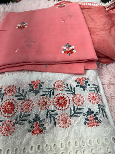 Unstitched Suit Material- 444 Pink