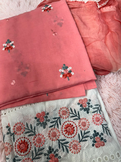 Unstitched Suit Material- 444 Pink