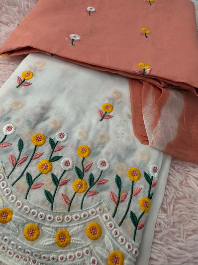 Unstitched Suit Material- 445 Peach