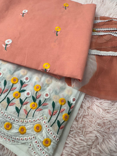 Unstitched Suit Material- 445 Peach