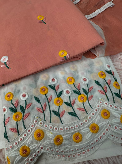 Unstitched Suit Material- 445 Peach