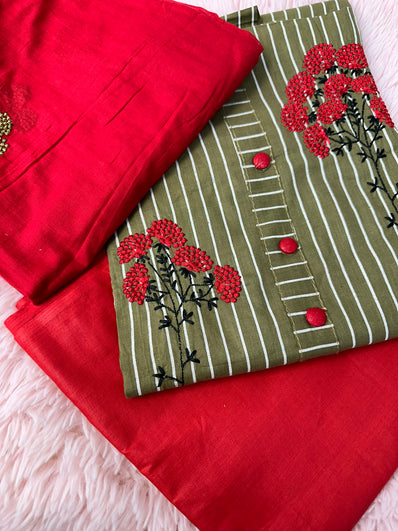 Unstitched Suit Material- 492 Red