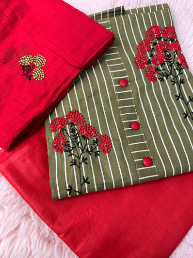 Unstitched Suit Material- 492 Red