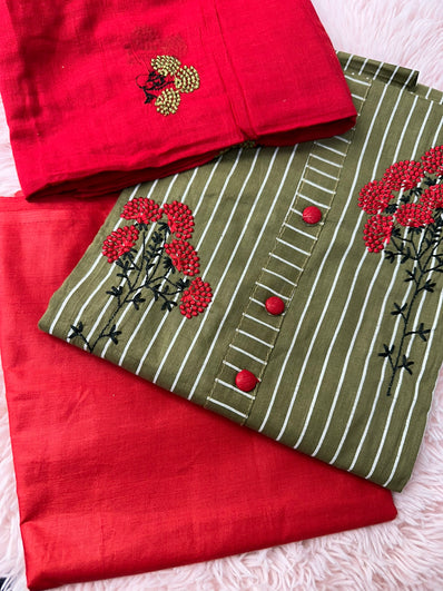 Unstitched Suit Material- 492 Red