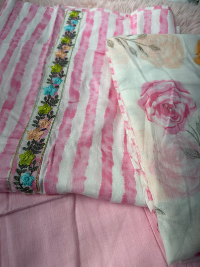 Unstitched Suit Material- 496 Pink