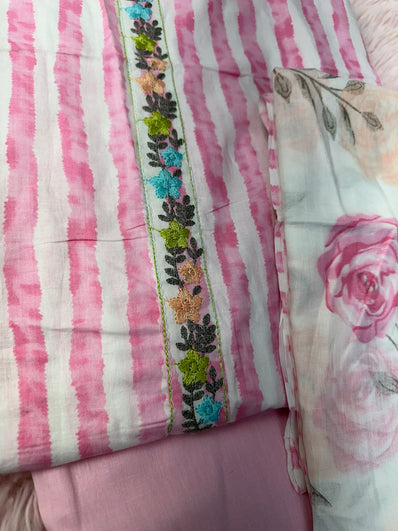 Unstitched Suit Material- 496 Pink