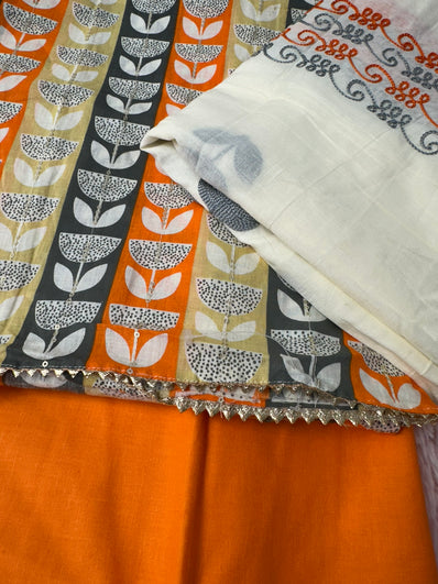 Unstitched Suit Material- 482 Orange