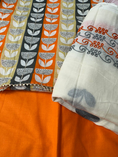 Unstitched Suit Material- 482 Orange