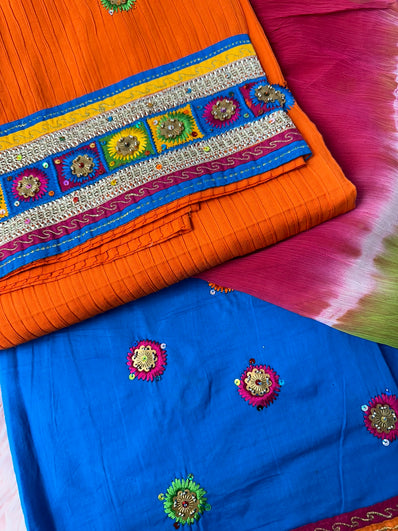 Unstitched Suit Material- 481 Orange