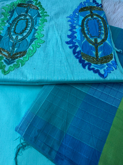 Unstitched Suit Material- 485 Light Blue