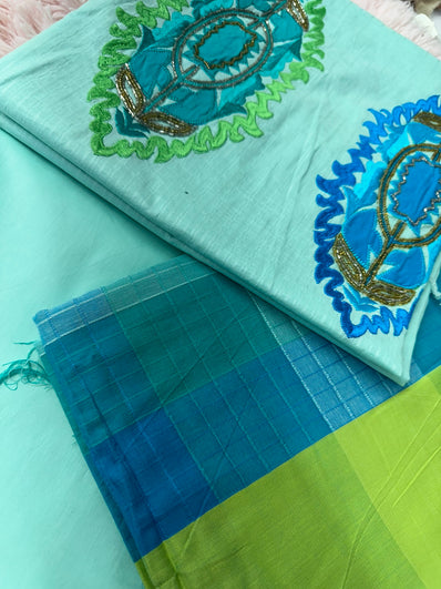 Unstitched Suit Material- 485 Light Blue