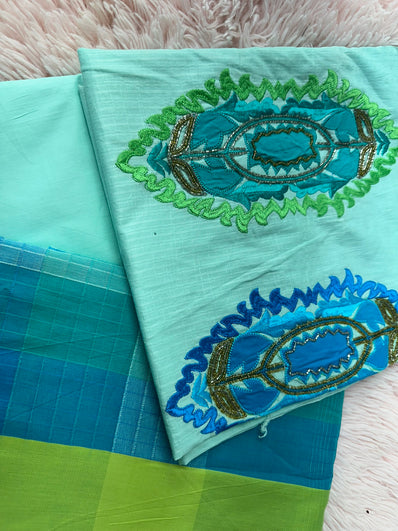 Unstitched Suit Material- 485 Light Blue