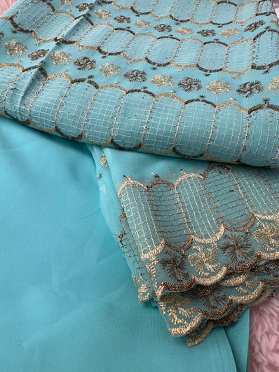 Unstitched Suit Material- 486 Blue