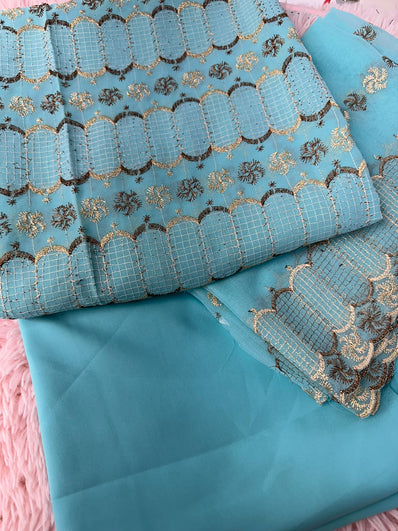 Unstitched Suit Material- 486 Blue