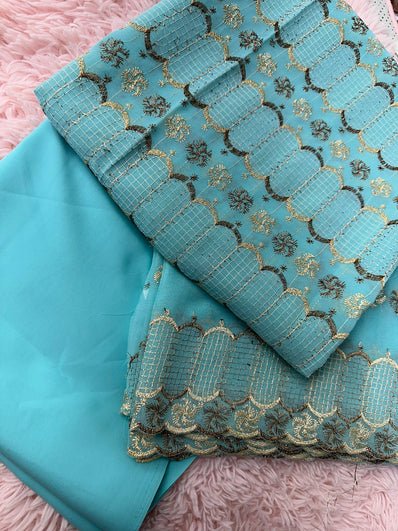 Unstitched Suit Material- 486 Blue