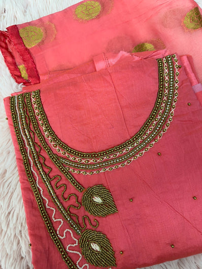 Unstitched Suit Material- 488 Pink