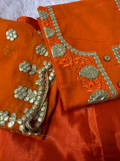 Unstitched Suit Material- 491 Orange