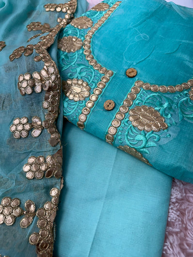 Unstitched Suit Material- 491 Sea Green