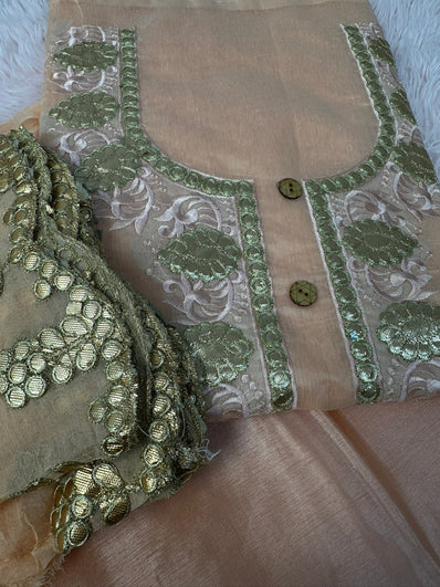 Unstitched Suit Material- 491 Peach