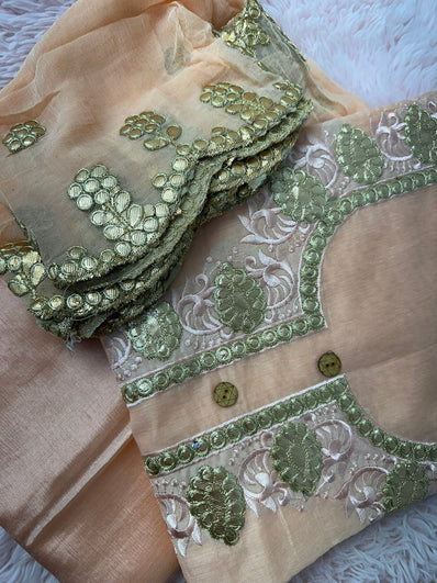 Unstitched Suit Material- 491 Peach