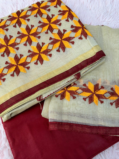 Unstitched Suit Material- 489 Maroon