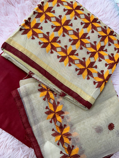 Unstitched Suit Material- 489 Maroon