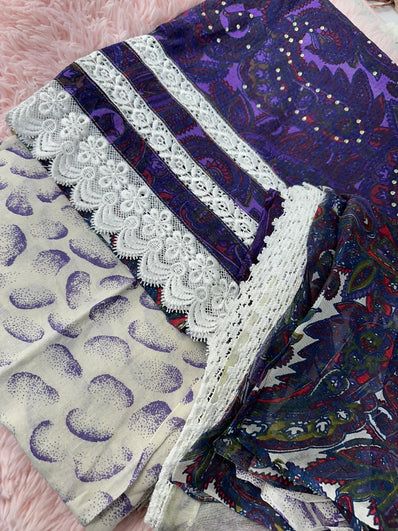 Unstitched Suit Material- 478 Purple