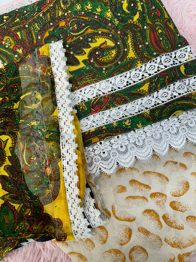 Unstitched Suit Material- 478 Yellow