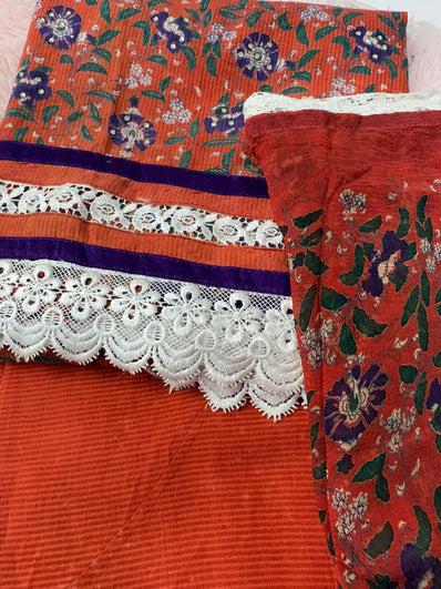 Unstitched Suit Material- 477 Rust