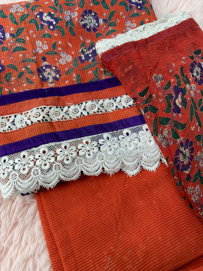 Unstitched Suit Material- 477 Rust