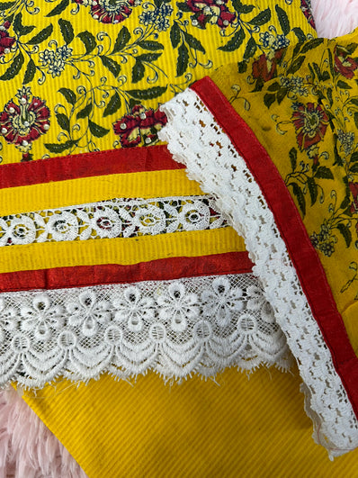 Unstitched Suit Material- 477 Yellow