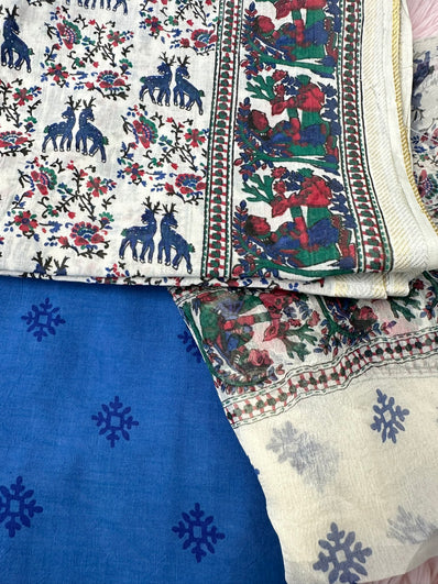 Unstitched Suit Material- 475 Blue