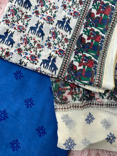 Unstitched Suit Material- 475 Blue