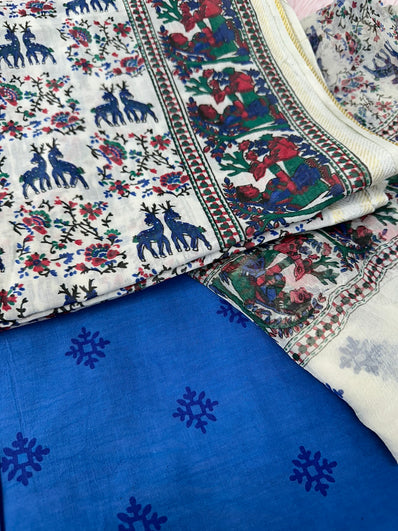 Unstitched Suit Material- 475 Blue