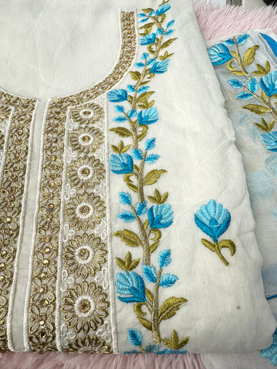 Unstitched Suit Material- 446 White