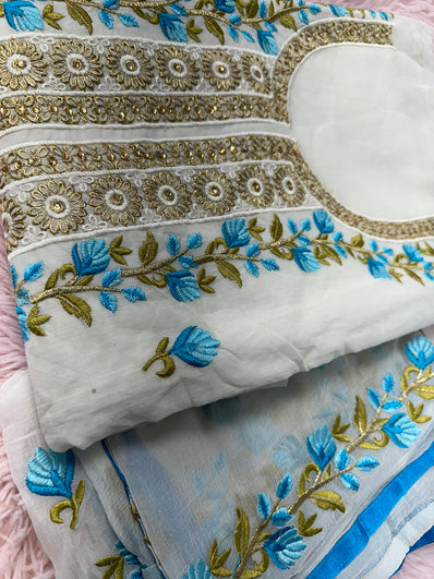 Unstitched Suit Material- 446 White