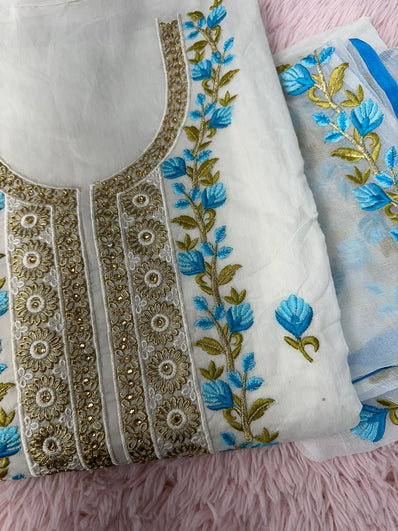 Unstitched Suit Material- 446 White