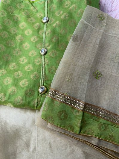 Unstitched Suit Material- 470 Green