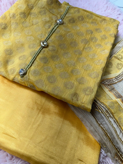 Unstitched Suit Material- 470 Yellow