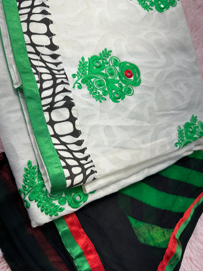 Unstitched Suit Material- 469 White