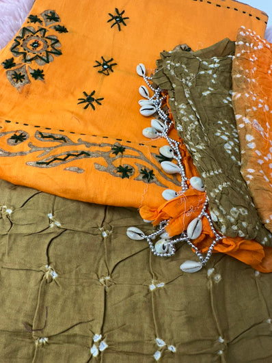 Unstitched Suit Material- 467  Khakhi