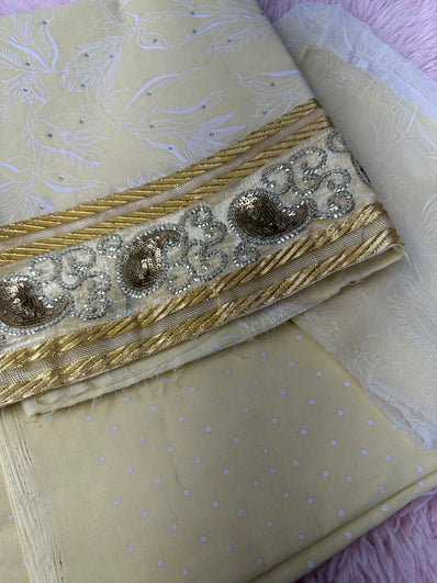 Unstitched Suit Material- 457 Yellow