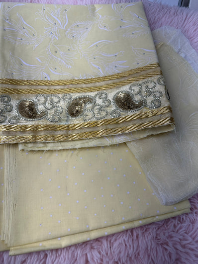 Unstitched Suit Material- 457 Yellow