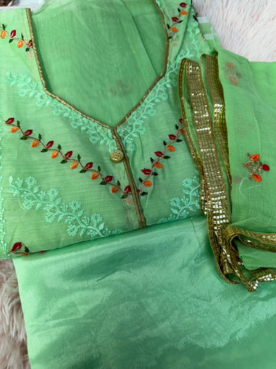 Unstitched Suit Material- 456 Green