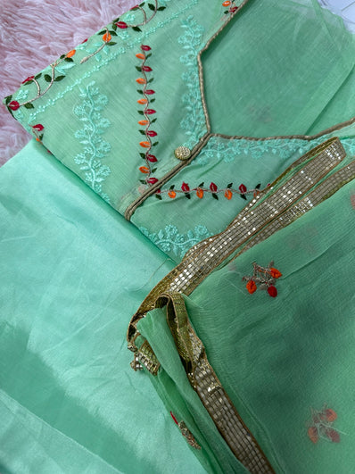 Unstitched Suit Material- 456 Green