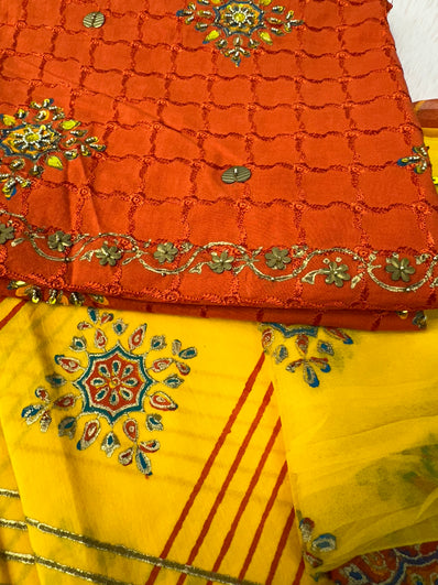 Unstitched Suit Material- 455 Orange