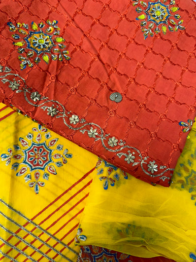 Unstitched Suit Material- 455 Orange