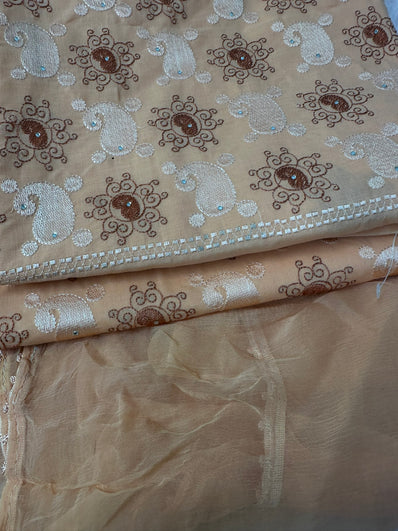 Unstitched Suit Material- 464 Peach